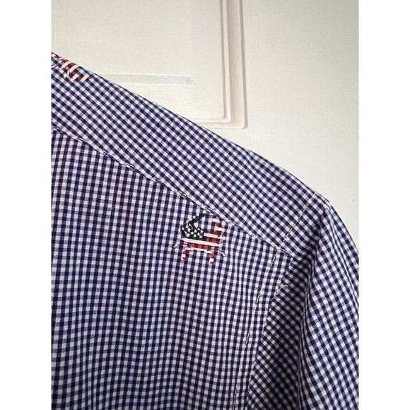 Men's Charleston Threads Short Sleeve Button Down Checks with Patriotic Crabs L - Picture 5 of 13